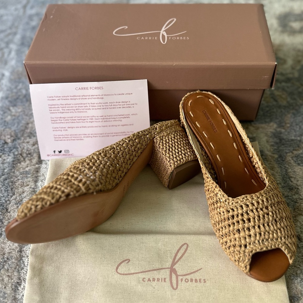 Carrie Forbes Khadija woven heeled slides NIB size 8